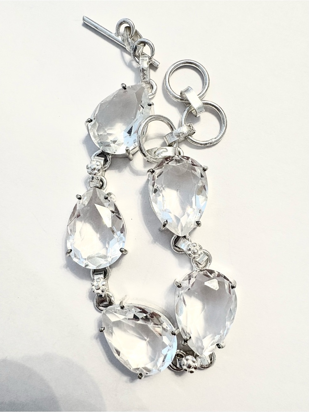 5 sparkly, vibrant, 925  marked, White Topaz,, will  fit size, 7-7 1/2 - 8.